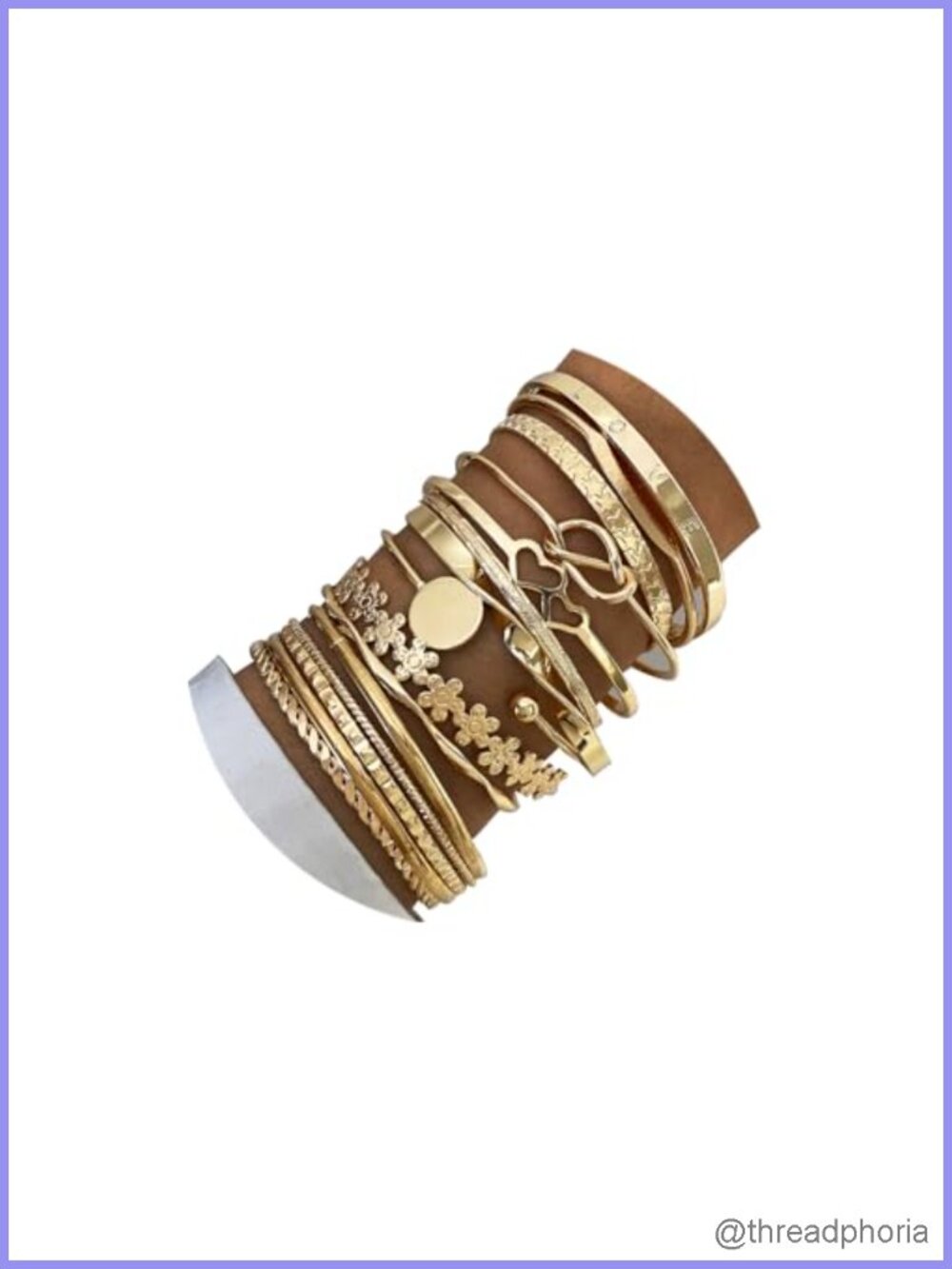 15 Piece 14K Gold Plated Bangle Bracelet Set Boho Chunky Stackable Cuffs